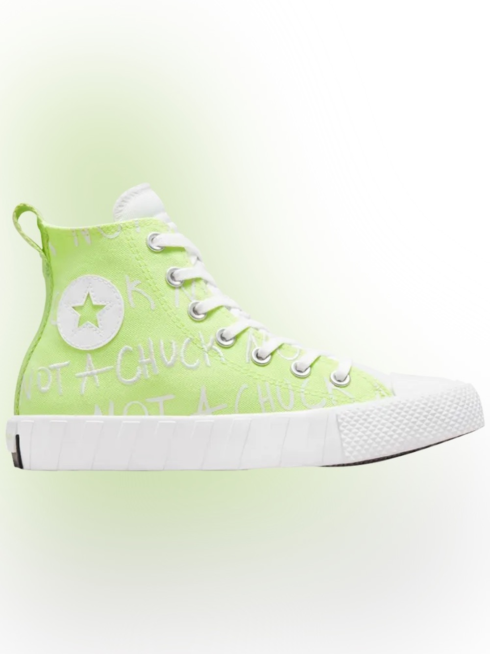 Converse Kids High-Top Sneaker in Lime Green and White